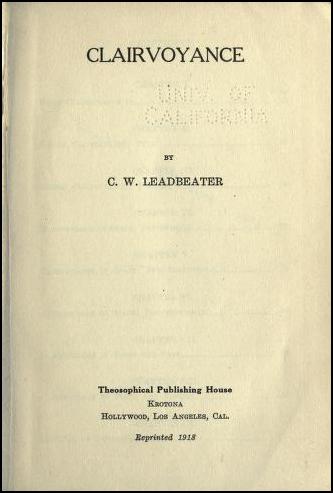 Cover of Clairvoyance (Leadbeater)