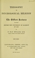 Cover of Theosophy or Psychological Religion