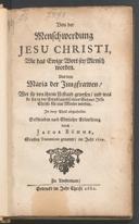 Cover of Von der Menschwerdung Jesu Christi, wie das ewige Wort sey Mensch worden