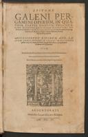 Cover of Epitome Galeni Pergameni operum in quatuor partes digesta, pulcherrima methodo universam illius viri doctrinam complectens