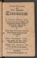 Cover of Trinum chymicum oder drey chymische Tractätlein