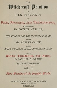 Cover of The Witchcraft Delusion in New England: Its Rise, Progress, and Termination (Vol. 2 of 3)